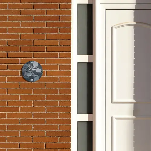 Donkergrijze stenen - Klassiek Naambord Rond klein -sfeer3-rond-XS