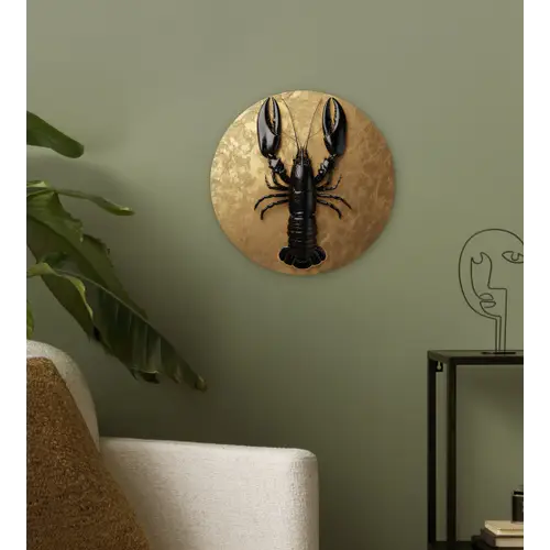 Kreeft - Zwart - Goud - Luxe Wandcirkel plexiglas klein -sfeer3