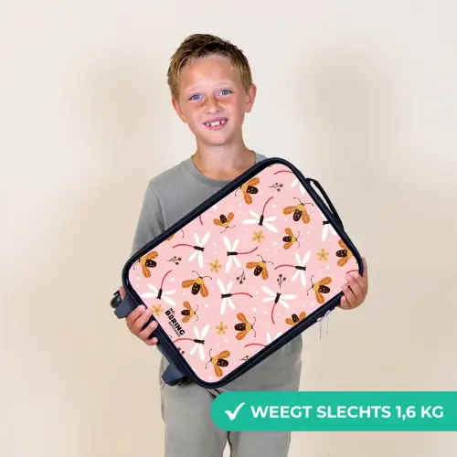 Lieveheersbeestjes en libellen op roze achtergrond Kinderkoffer - Zwart klein -sfeer4_NL