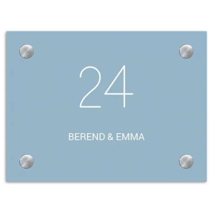 Effen - Lichtblauw - Klassiek Naambord Rechthoek middel -3d
