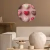 Macarons - Hartjes - Kleurrijk - Roze Akoestische PET Vilt - Rond klein -sfeer1