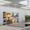 Kerstdorp - Huizen - Sneeuw - Kerst keuken achterwand spatscherm klein -3d_schuin