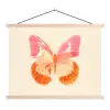 Oranje - Vlinder - Minimalistisch textielposter latten blank klein -3d
