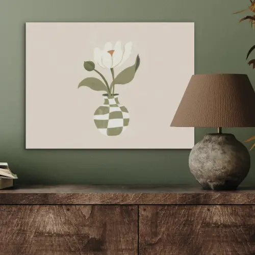 Vaas - Geruit - Bloem - Groen PET vilt klein -sfeer2