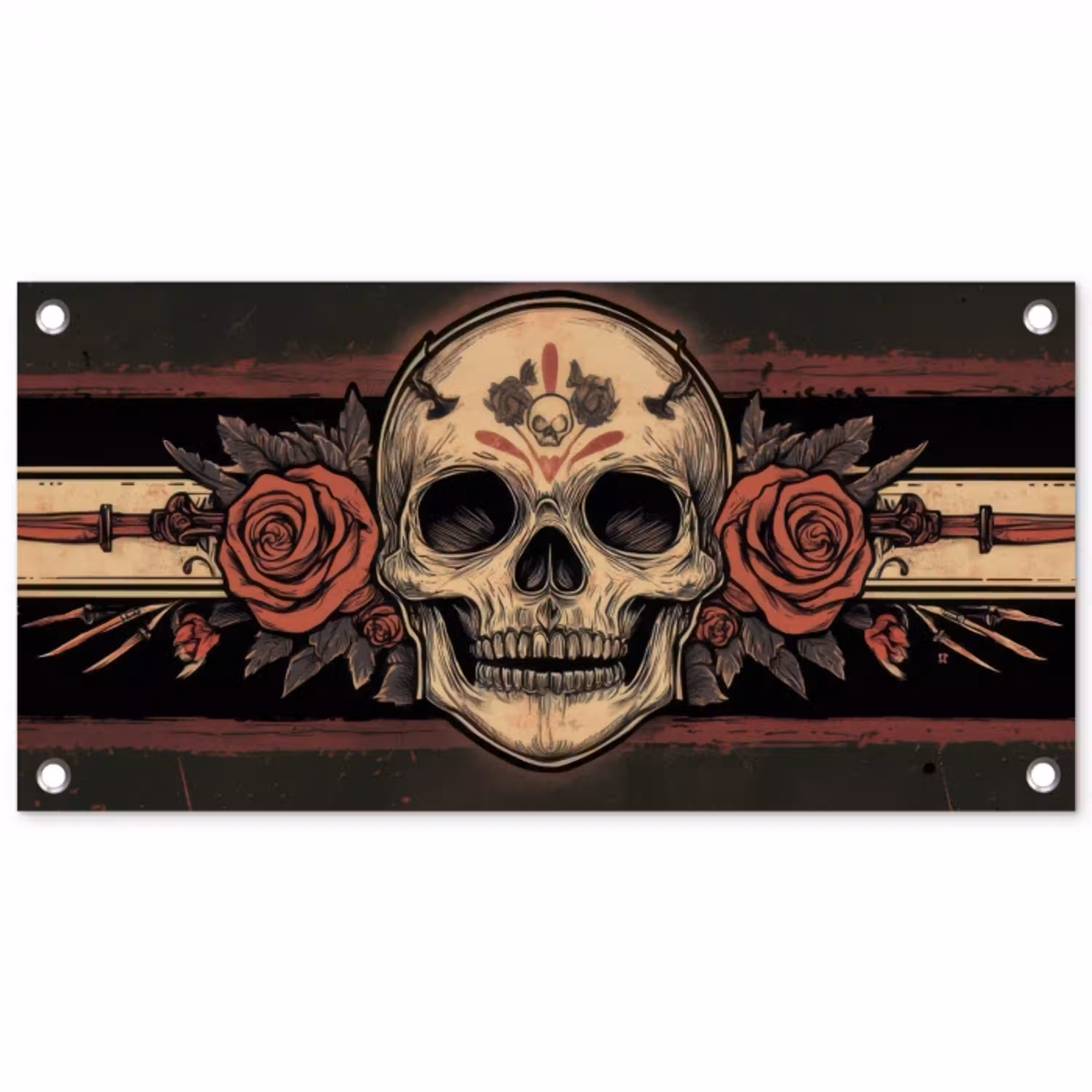 Schedel - Rozen - Gotisch tuinposter los doek klein -3d
