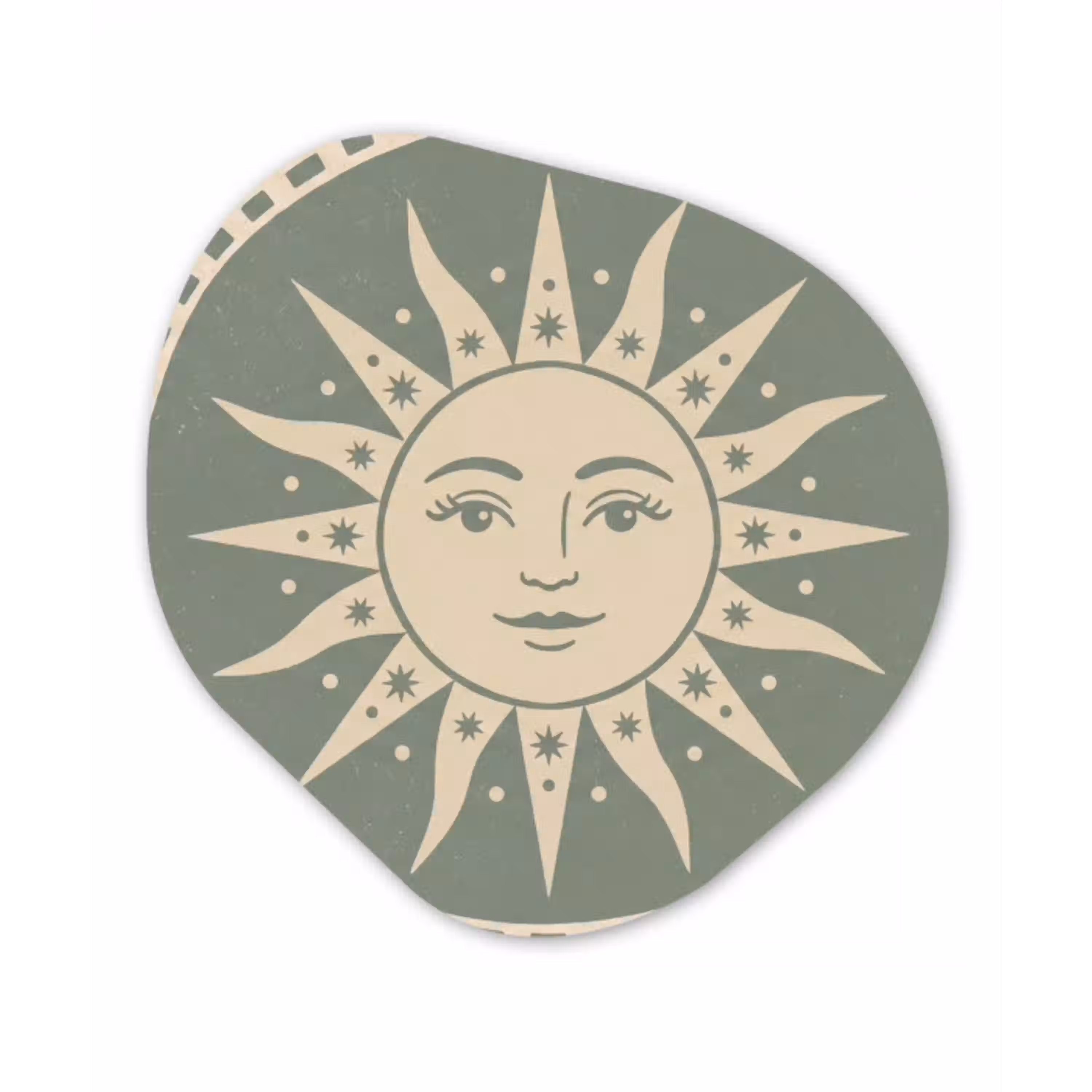 Zon - Sterren - Astrologie - Vintage - Groen Wandcirkel Organisch Aluminium middel -3d