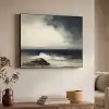 Zee - Rotsen - Storm Textielframe zwart klein -sfeer3