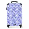 Bloemen en bladeren op blauwe achtergrond NBS - Handbagage koffer - Volwassenen Unisex middel -productfoto_recht