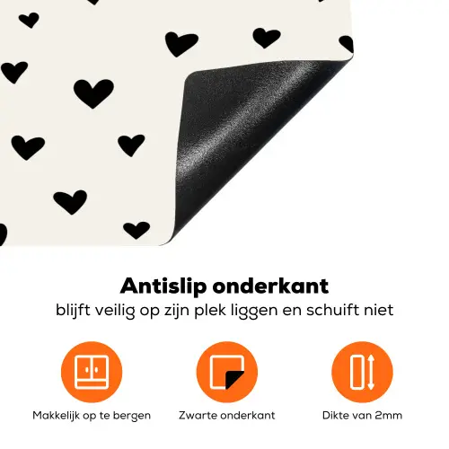 Valentijn - Harten - Zwart - Wit Inductie beschermer vinyl 3mm klein 276 -zzzzzzz-td-onderkant