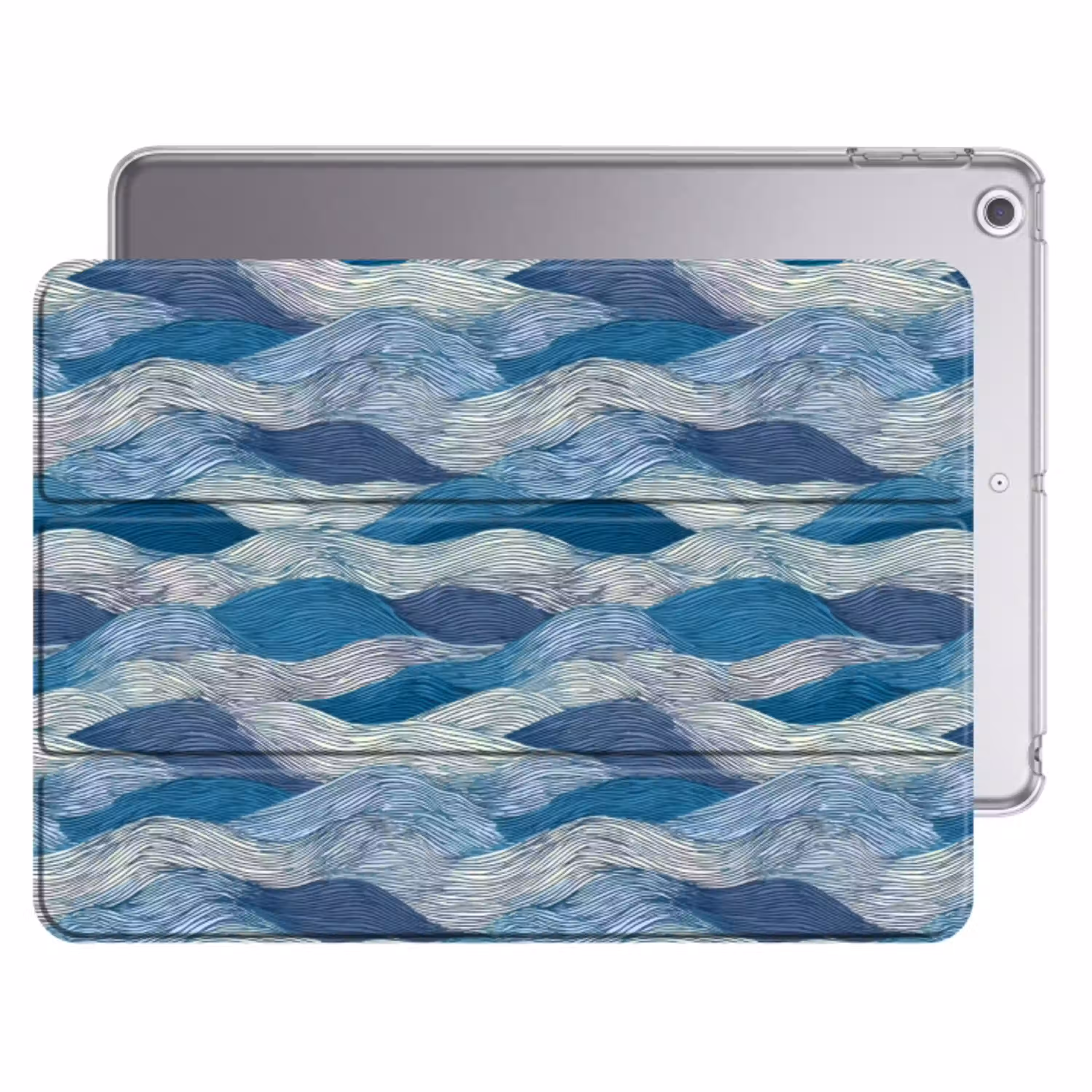 Getekend - Blauw - Wit - Golvend - Streepjes Apple iPad 2017 middel 1172 -threedimensional_3d_global