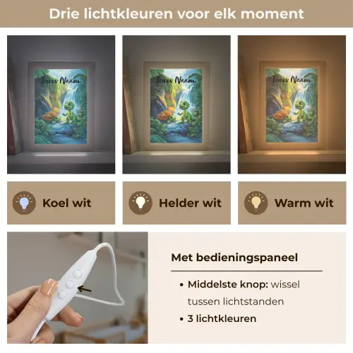 Schildpad - Dino - Jungle - Waterval Light Box met kabel (Kinderlampje) klein -USP_lichtkleurNL