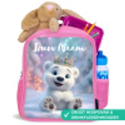 Ijsbeer - Kroon - Winter Kinderrugzak - Roze middel -inhoud_NL