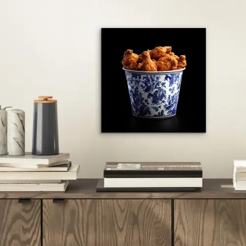 Kip - Bucket - Delfts blauw - Lekker aluminium wit klein -sfeer1