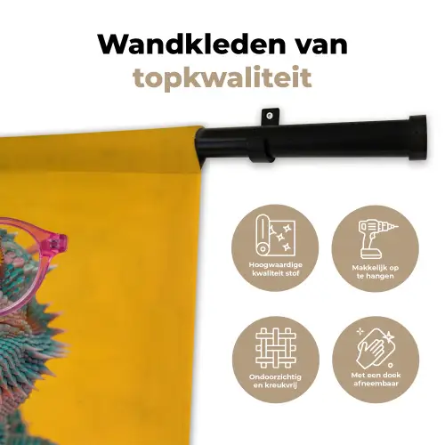 Kameleon - Kauwgom - Kleurrijk Wandkleed katoen klein -sfeer2