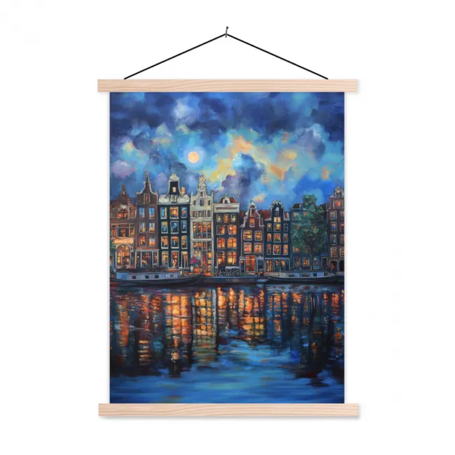 Hanging Poster - Canals Amsterdam - Houses - City - Colorful