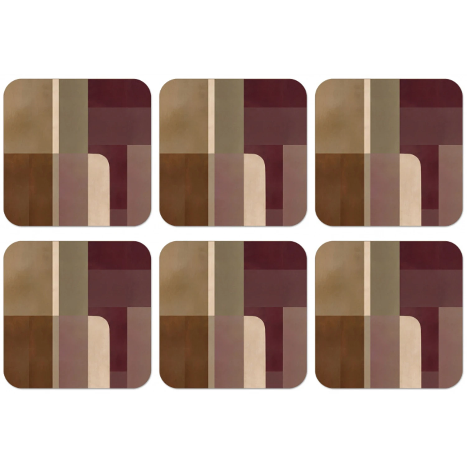 Vlakken - Abstract - Bordeaux - Lijnen onderzetter kurk middel -zkaufland3dotto