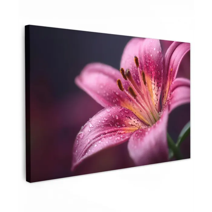 Roze - lelie - Dauwdruppels canvas 2cm klein -z3d