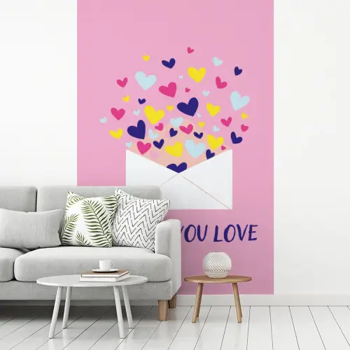 Envelop - Love - Hartjes - Valentijn fotobehang vinyl groot -woonkamer