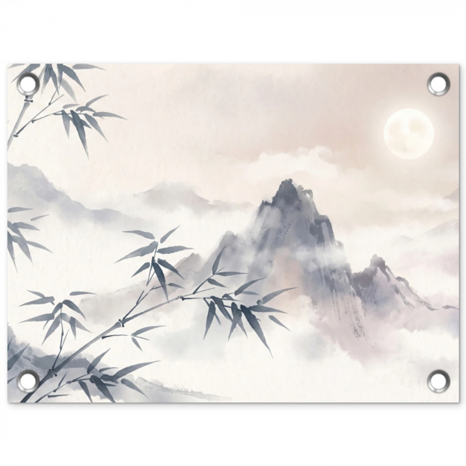 Bamboe - Azië - Grijs tuinposter los doek klein -3d
