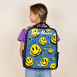 Smiley - Blauw - Geel Rugzak - Zwart middel -sfeer5