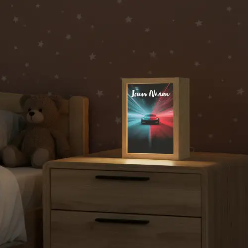 Sportauto - Blauw - Neon - Stad Light Box met kabel (Kinderlampje) klein -sfeer1_kind