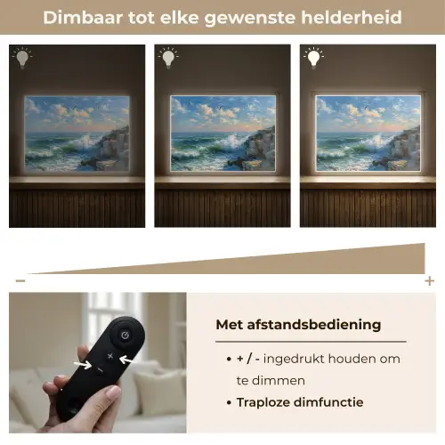 Zee - Golven - Rotsen - Meeuwen Light Box met batterij (Wandlamp) middel -USP_dimbaarNL