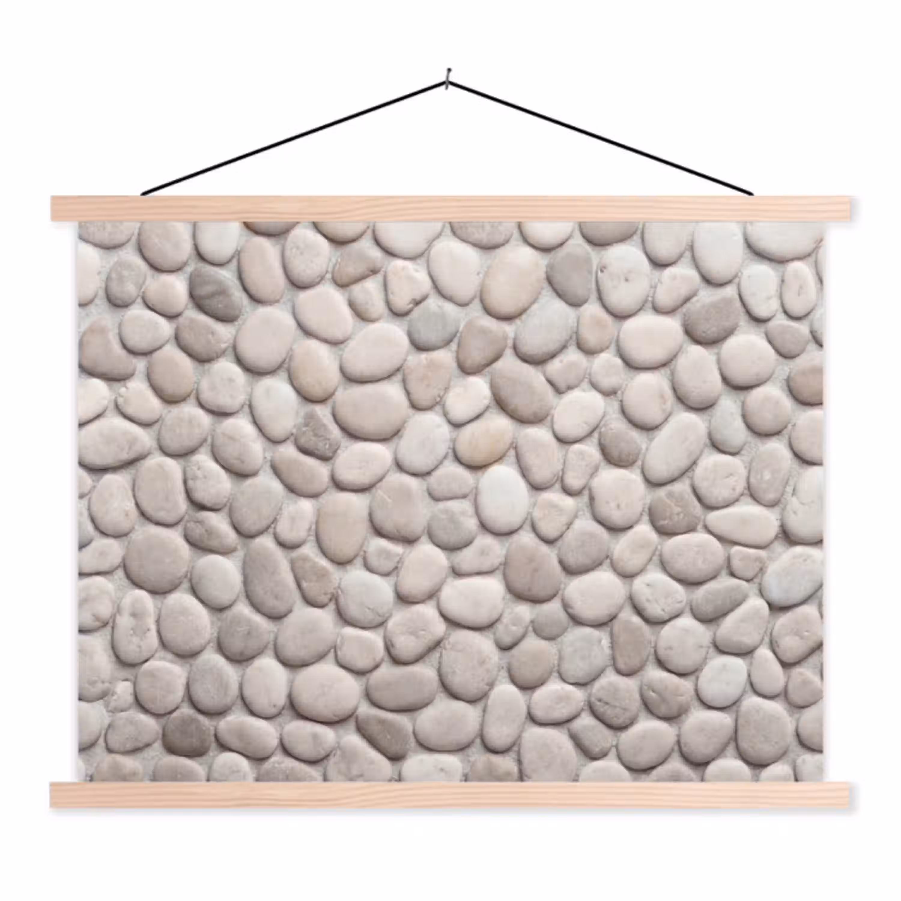 Steen - Kiezel - Natuur - Minimalistisch - Beige textielposter latten blank klein -3d
