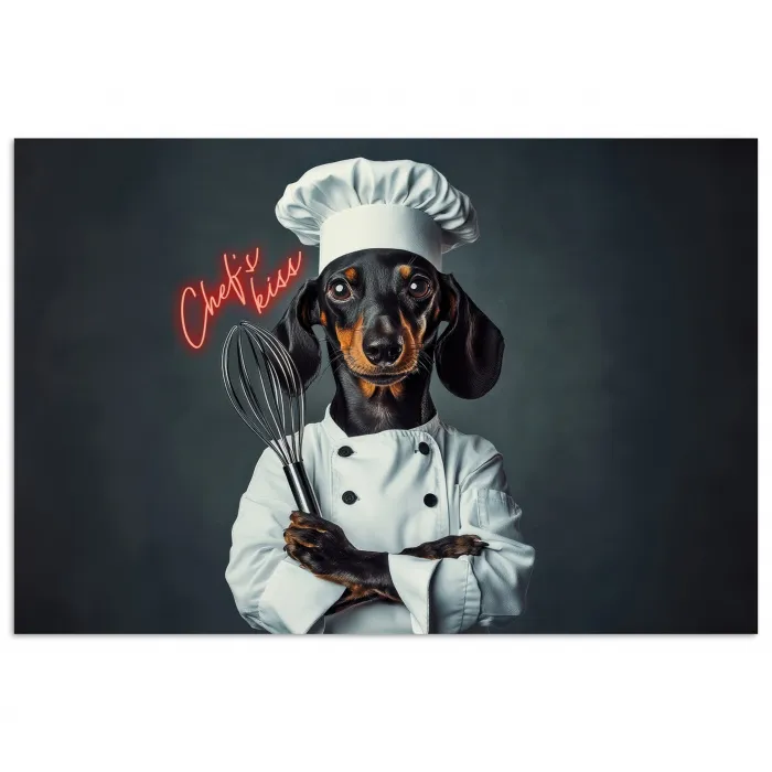 Quote - Neon - Hond - Kokskleding poster papier klein -3d