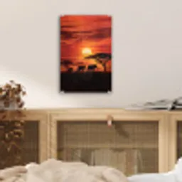 Savanne - Olifanten - Zonsondergang plexiglas 5mm klein -sfeer4