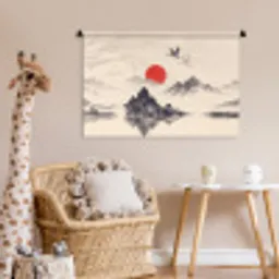 Oosters - Kraanvogels - Landschap Wandkleed katoen middel -wsfeer5_kind