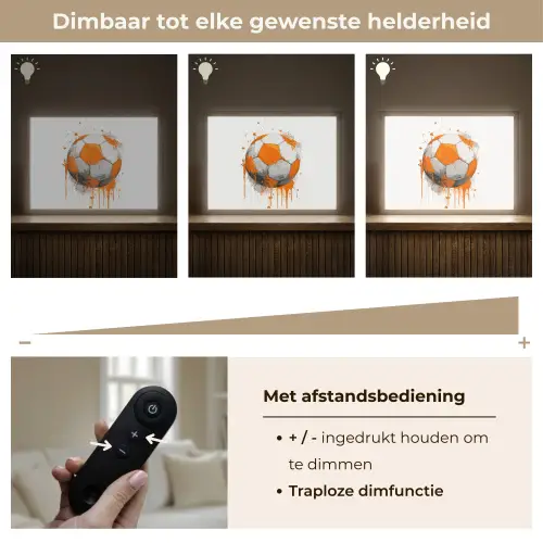 Voetbal - Abstract - Oranje - Verfspatten Light Box met batterij (Wandlamp kind) middel -USP_dimbaarNL