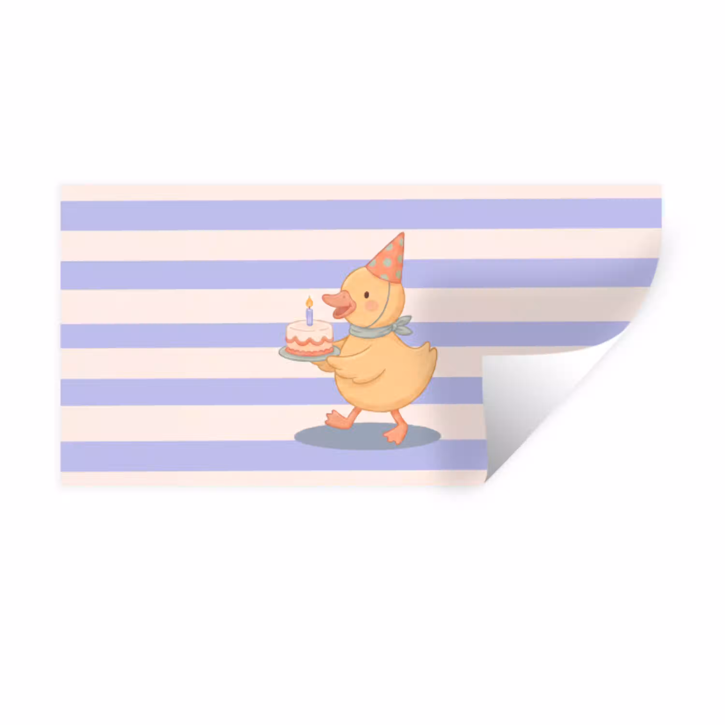 Vogel - Feest - Taart - Kinder - Illustratie Muursticker klein -3d