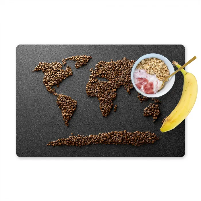 Wereldkaart - Koffie - Grijs Placemat vinyl groot -zzzproduct_Kitchenyeah-website
