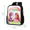 Meisje met paarse draak onder regenboog Rugzak - Zwart middel -productfoto_formaten