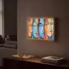 Hoofd - Olieverf - Schilderij - Kleurrijk Light Box met batterij (Wandlamp) middel -sfeer1