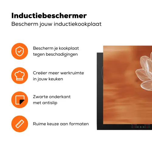 Bloem - Minimalistisch - Wit Inductie beschermer vinyl 3mm klein -zzzzzzz-td-ups