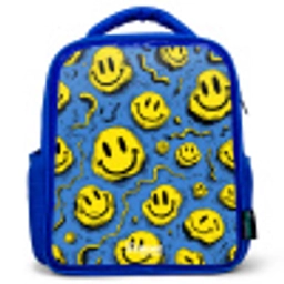 Smiley - Geel - Blauw Kinderrugzak - Blauw middel -3d