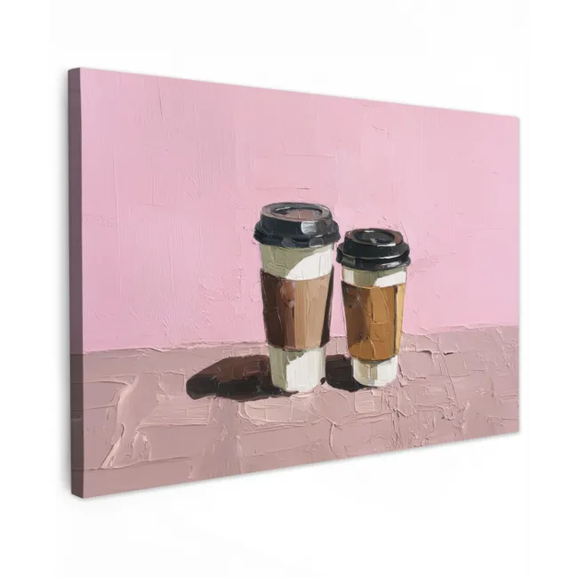 Koffiebekers - Deksel - Verf - Textuur canvas 2cm klein -z3d