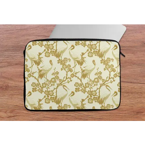 Kraanvogels - Kersenbloesem - Goud laptophoes neopreen klein 279 -tafel