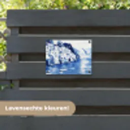 Dorp - Rotswand - Roeiboot - Water tuinposter los doek klein -sfeer3
