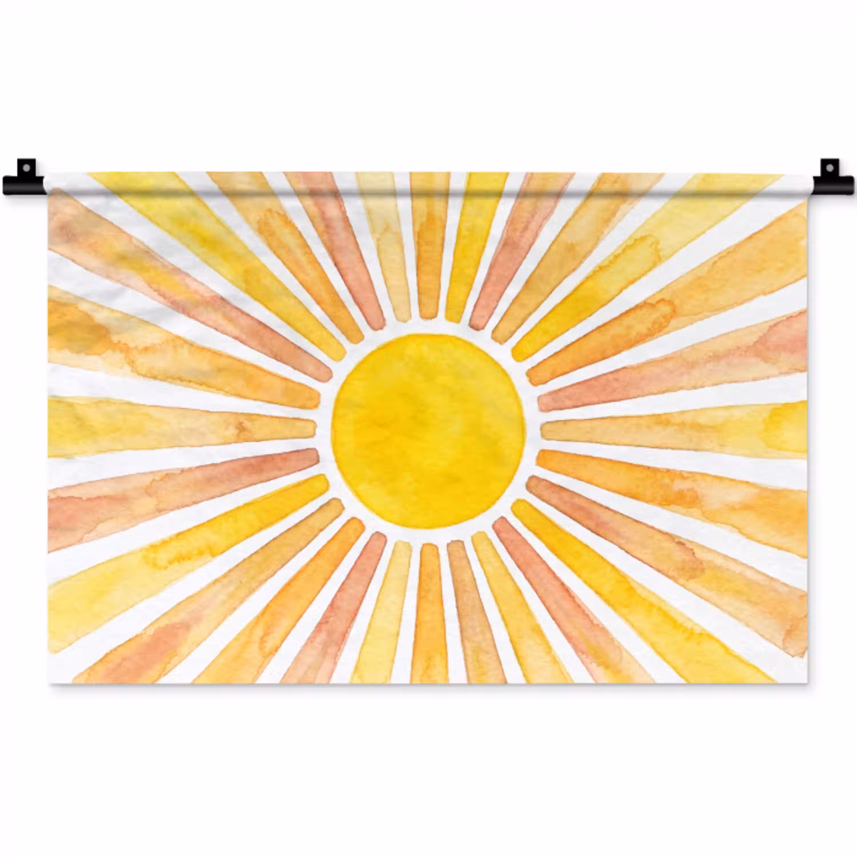 Zon - Stralen - Aquarel - Geel - Abstract Wandkleed katoen klein -zz3d