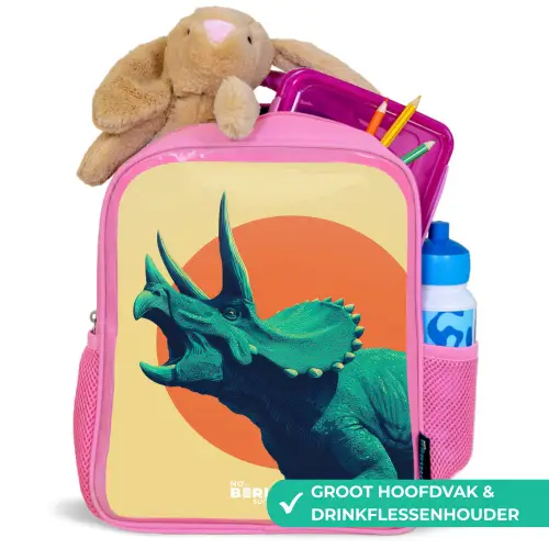 Dino - Triceratops  - Dier Kinderrugzak - Roze middel -inhoud_NL