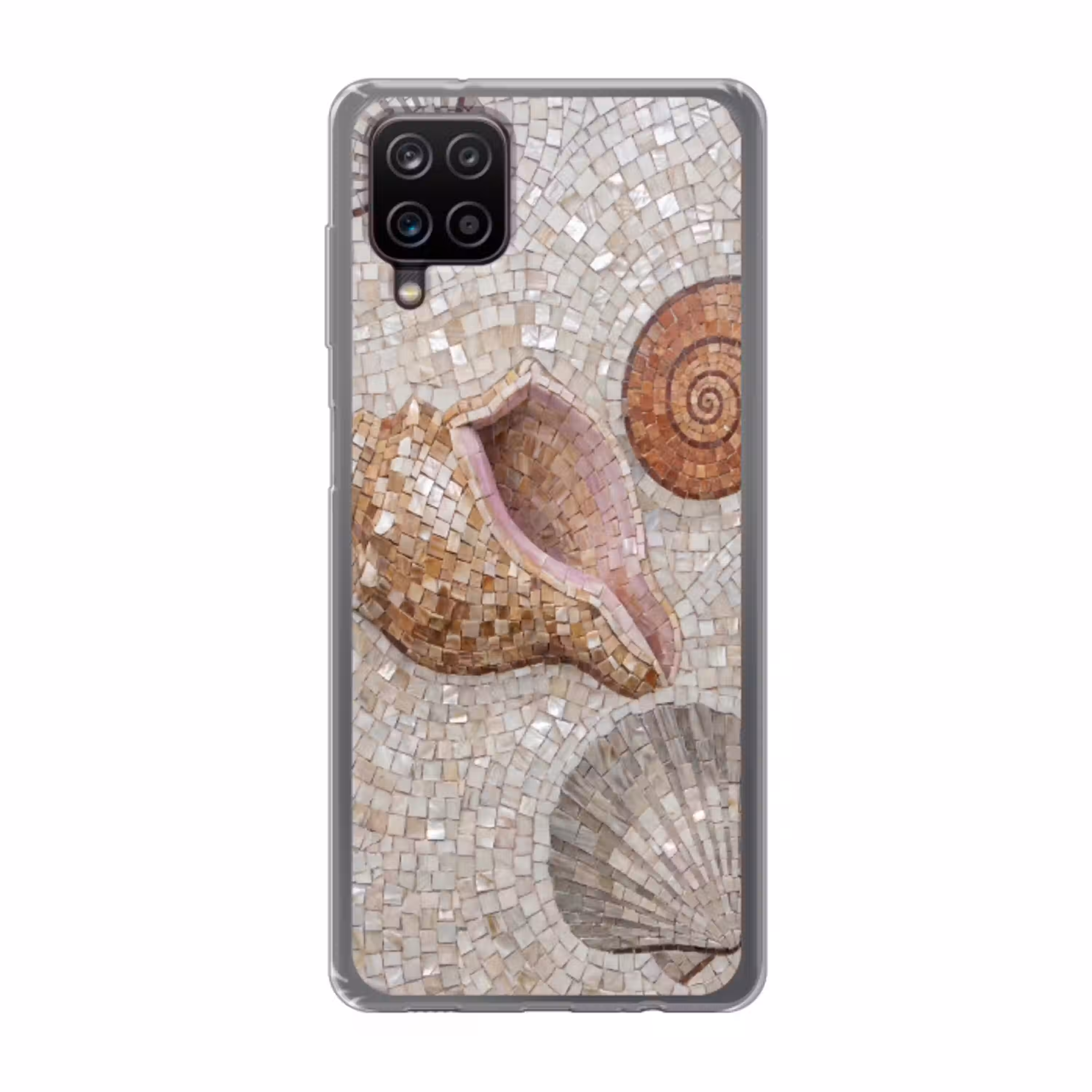 Schelp - Mozaïek - Zee - Beige - Modern Telefoonhoesje Samsung Galaxy A12 klein -3d