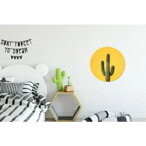 Cactus - Groen - Minimalistisch Wandcirkel aluminium klein -kinderkamer