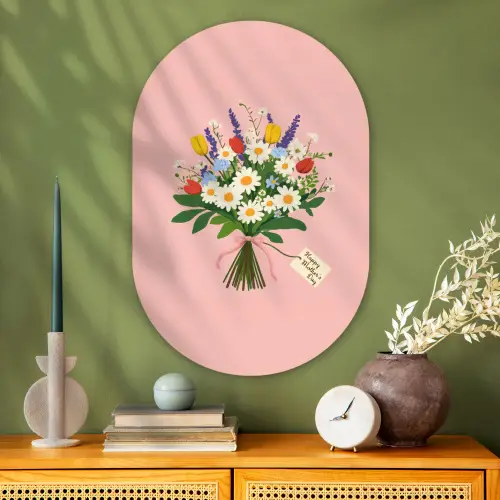 Bloemen - Lint - Kaartje Wandcirkel Ovaal Glas middel -sfeer2