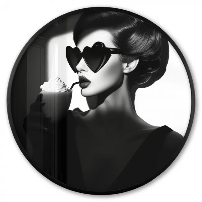 Photo Frame Round - Woman - Black - Heart