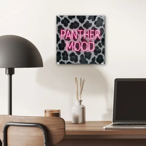 Panterprint - Zwart - Neonletters - Roze plexiglas 5mm klein -sfeer6