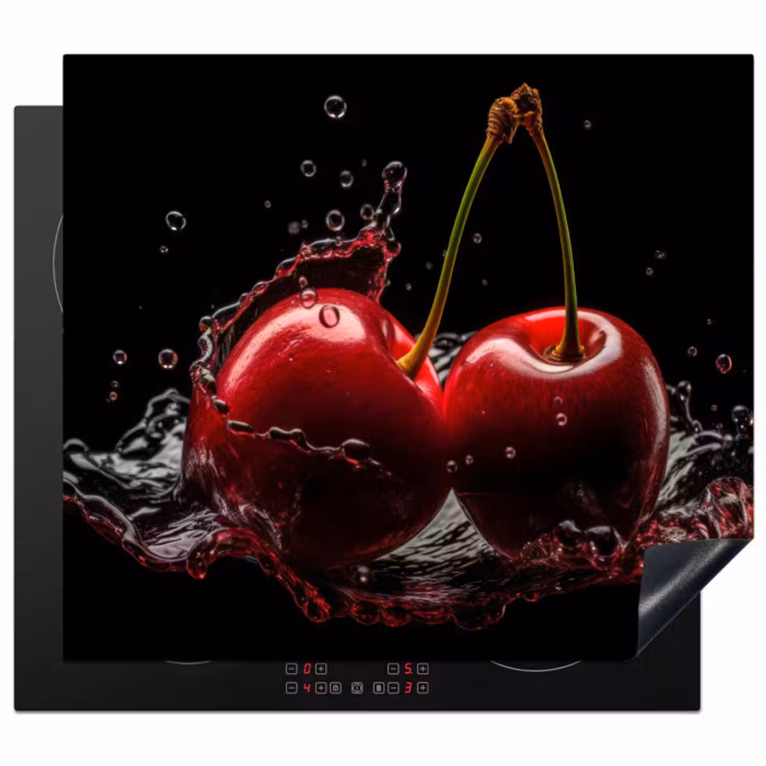 Herdabdeckplatte - Kirsche - Rot - Frucht - Wasser - Schwarz