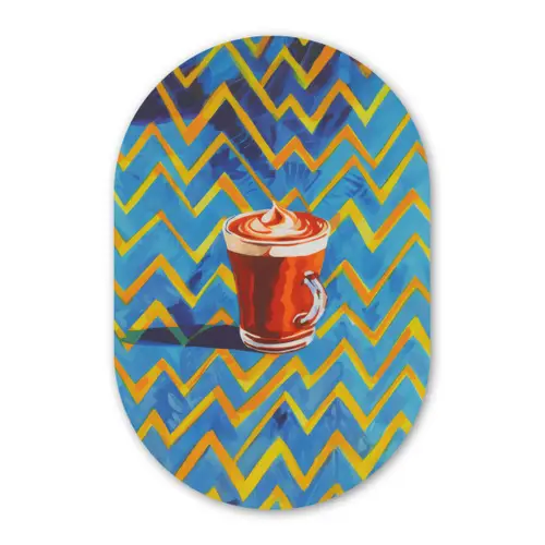 Mok - Koffie - Zigzag - Slagroom Wandcirkel Ovaal Glas middel -3d