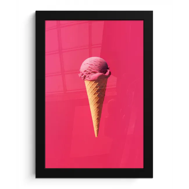 Schepijs - Roze - Hoorntje fotolijst zwart zonder passe partout klein -3d